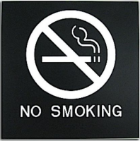 Rowmark Presto Black NO SMOKING ADA Sign 8"x8"