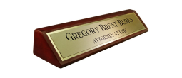 Piano Finish Desk Plate - Brushed Gold Name Plate