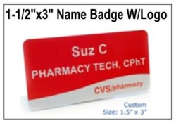 1.5" x 3" Custom Engraved Name Badge w/Logo