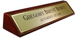 Piano Finish Desk Plate - Brushed Gold Name Plate