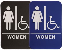 Stock ADA Sign, 6"x9", WOMEN Handicap