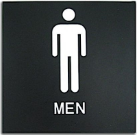 Rowmark Presto Black MENS RESTROOM ADA Sign 8"x8"