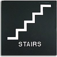 Rowmark Presto Black STAIRS ADA Sign 8"x8"