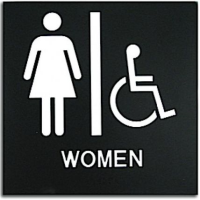 Rowmark Presto Black WOMEN HANDICAP ADA Sign 8"x8"