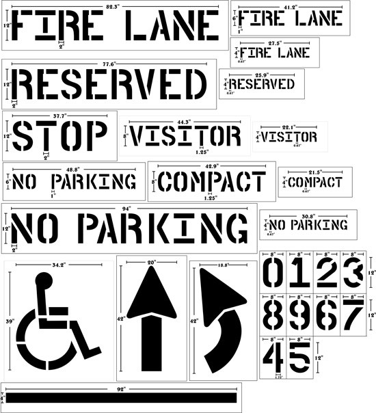 Parking Lot Letter and Number, Stencil Sets