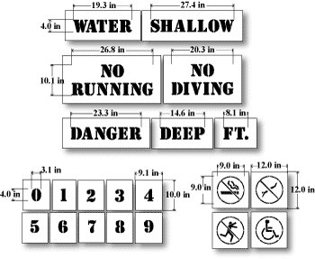 Pool Area Marking Stencils