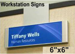 Work Station Sign with Panel Clip Hanger - 6" x 6"