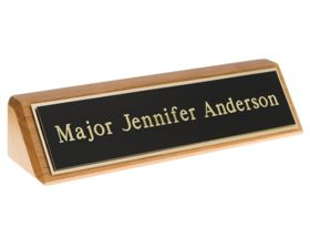 2" x 10" Double Plated Black Brass on our Oak Finish Desk Block