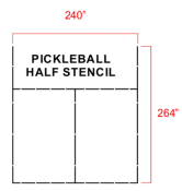 Pickleball Court Stencil - Half Court - 1/16" Thick ABS